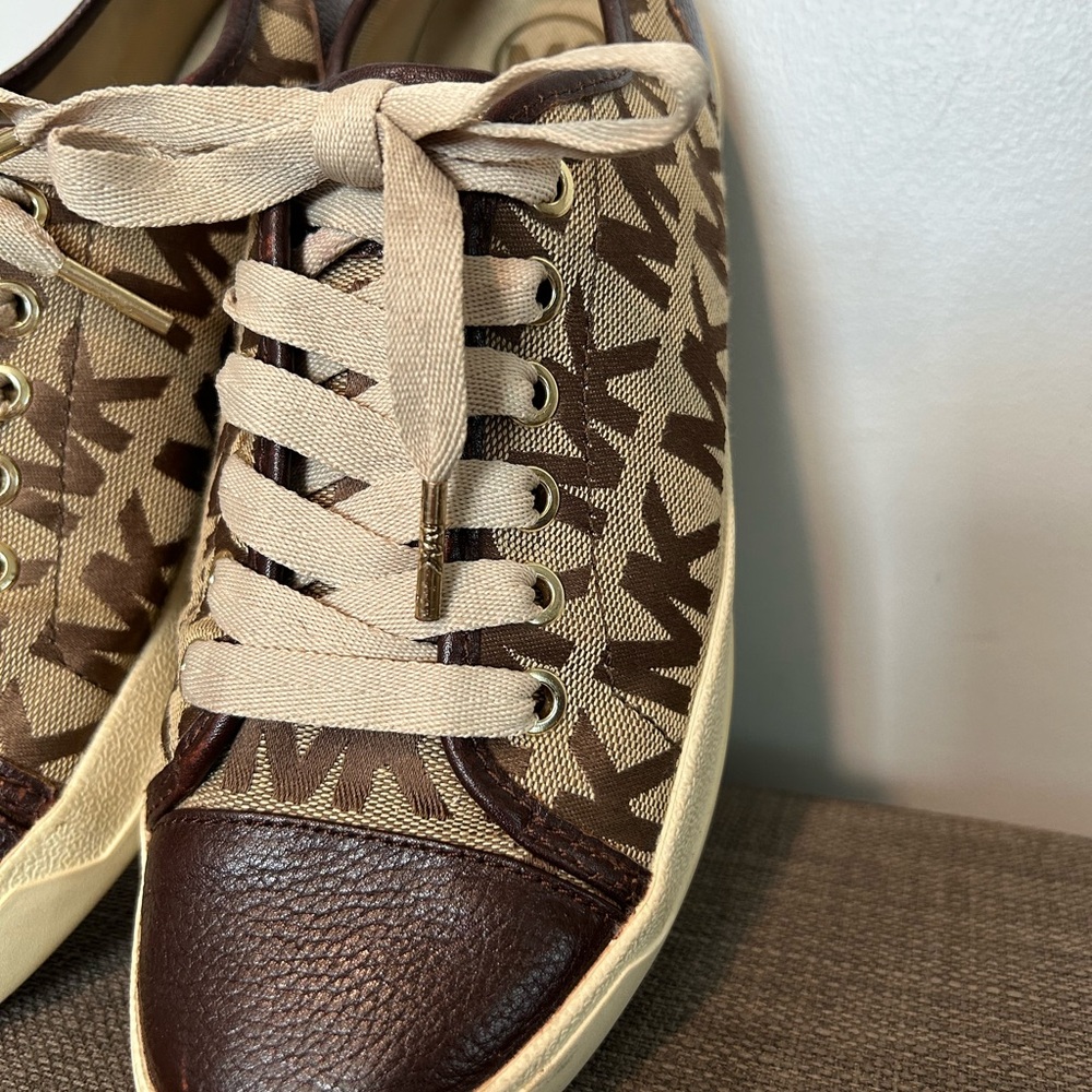 MICHAEL Michael Kors Brown and Tan MK Logo Sneakers - Picture 3 of 8